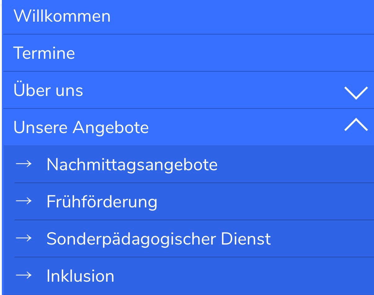 Untermenü auf dem Handy